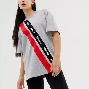 Ivy Park Asymmetric Tape Logo T-Shirt In Gray